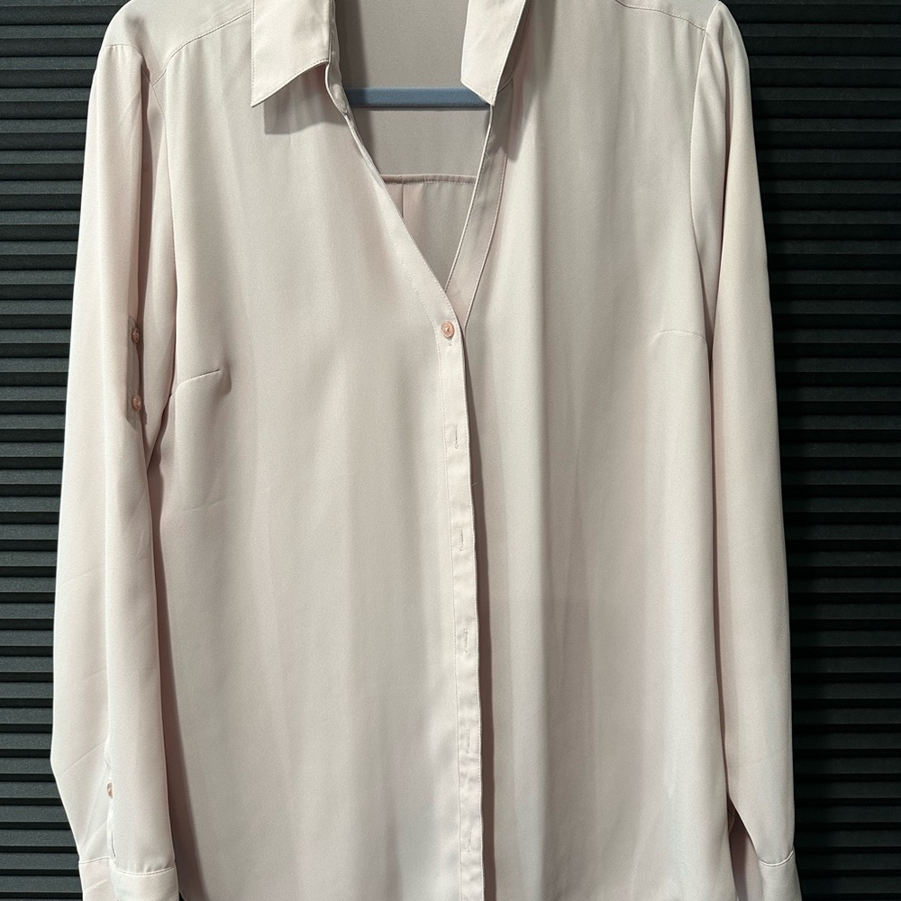 Express Light Pink Button-Up Blouse